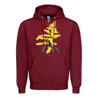 Burgundy Botanical Goldenrod Illustrations Zipper Hoodie - LillyAllenDesigns