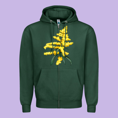 Botanical Goldenrod Illustrations Zipper Hoodie Designed By Lillyallendesigns