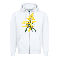 White Botanical Goldenrod Illustrations Zipper Hoodie - LillyAllenDesigns