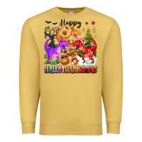 Antique Gold happy hallothanksmas dinosaur Premium Sweatshirt - texasbilliewilder