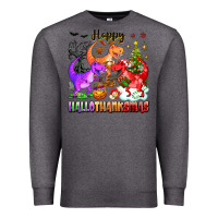 Charcoal Heather happy hallothanksmas dinosaur Premium Sweatshirt - texasbilliewilder