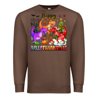 Chestnut happy hallothanksmas dinosaur Premium Sweatshirt - texasbilliewilder