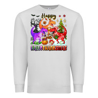 Dove Grey happy hallothanksmas dinosaur Premium Sweatshirt - texasbilliewilder