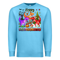 Ocean Blue happy hallothanksmas dinosaur Premium Sweatshirt - texasbilliewilder