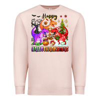 Pale Pink happy hallothanksmas dinosaur Premium Sweatshirt - texasbilliewilder