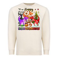 Sandshell happy hallothanksmas dinosaur Premium Sweatshirt - texasbilliewilder