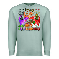 Seafoam happy hallothanksmas dinosaur Premium Sweatshirt - texasbilliewilder