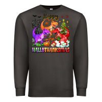Smoke happy hallothanksmas dinosaur Premium Sweatshirt - texasbilliewilder