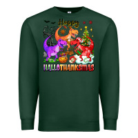 Sports Green happy hallothanksmas dinosaur Premium Sweatshirt - texasbilliewilder