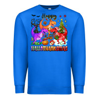 True Royal happy hallothanksmas dinosaur Premium Sweatshirt - texasbilliewilder