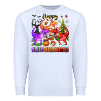White happy hallothanksmas dinosaur Premium Sweatshirt - texasbilliewilder
