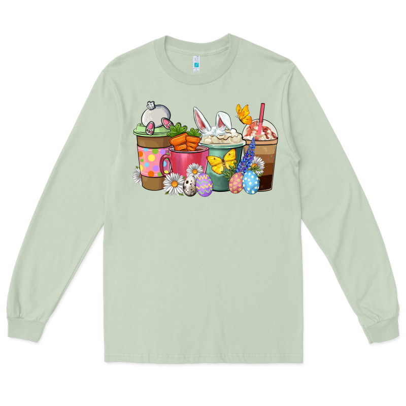 Easter Coffee Cups Long Sleeve Tee by NancyCooperArtShop | Teevron