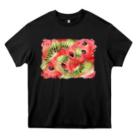 Black watermelon strawberry kiwi background Heavy Core Tee - BarkalooDesign