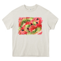 Cream watermelon strawberry kiwi background Heavy Core Tee - BarkalooDesign
