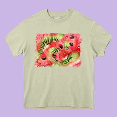 Watermelon Strawberry Kiwi Background Heavy Core Tee Designed By Barkaloodesign
