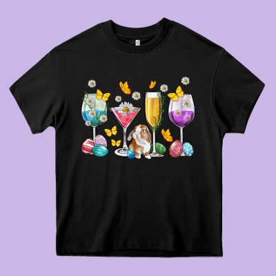 Easter Wine Glasses Easter Day Heavy Core Tee Designed By Neo Western