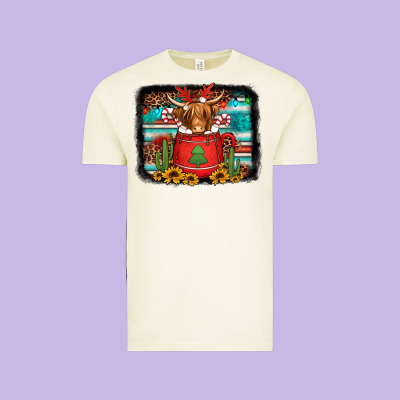 Hot Coco Christmas Highland Cow With Background Vintage Tee Designed By Jasminsmagicworld