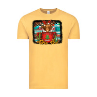 Vintage Mustard hot coco christmas highland cow with background Vintage Tee - Jasminsmagicworld