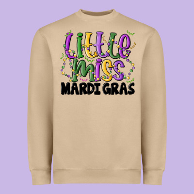 Little Miss Mardi Gras Heavyweight Sweatshirt Designed By Maliassmallbusiness