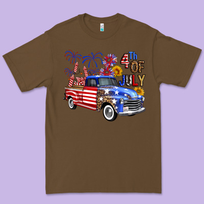 Western Truck Fourth Of July America Premium Tee Designed By Fadigitalartstudio
