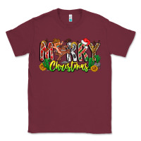 Burgundy Merry Christmas Classic Tee - CowhideDigitalArt