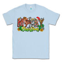 Dusty Blue Merry Christmas Classic Tee - CowhideDigitalArt