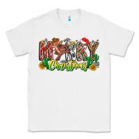 White Merry Christmas Classic Tee - CowhideDigitalArt