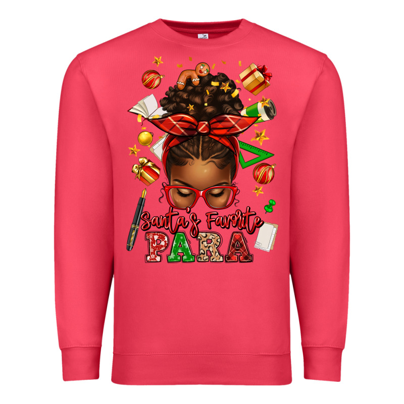 Santa's Favorite Para Afro Messy Bun Premium Sweatshirt by texasbilliewilder | Teevron