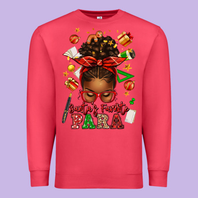 Santa's Favorite Para Afro Messy Bun Premium Sweatshirt Designed By Texasbilliewilder