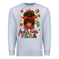 Heather Grey santa's favorite para afro messy bun Premium Sweatshirt - texasbilliewilder