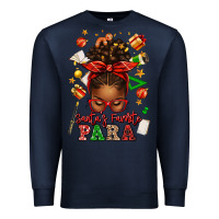Navy santa's favorite para afro messy bun Premium Sweatshirt - texasbilliewilder