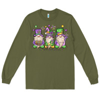 Army Green mardi gras gnomes Long Sleeve Tee - MaliasSmallBusiness