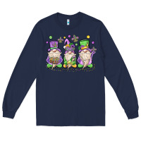 Navy mardi gras gnomes Long Sleeve Tee - MaliasSmallBusiness