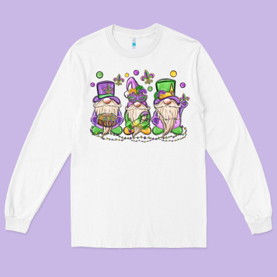 Mardi Gras Gnomes Long Sleeve Tee Designed By Maliassmallbusiness