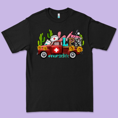 Lpn Nurse Truck With Cactus And Sunflowers Premium Tee Designed By Adodesignshop