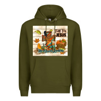 Army Green fall for jesus he never leaves Premium Hoodie - TumblerDesignByShophia