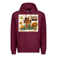 Burgundy fall for jesus he never leaves Premium Hoodie - TumblerDesignByShophia