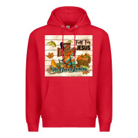 Red fall for jesus he never leaves Premium Hoodie - TumblerDesignByShophia