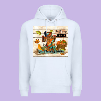 Fall For Jesus He Never Leaves Premium Hoodie Designed By Tumblerdesignbyshophia