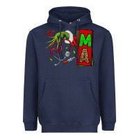 Navy Christmas Character Nurse Heavyweight Hoodie - NancyCooperArtShop