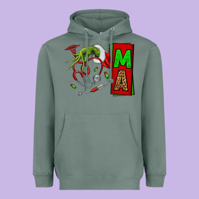 Christmas Character Nurse Heavyweight Hoodie Designed By Nancycooperartshop