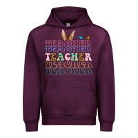 Mauve Wine Easter bunny Teacher Urban Hoodie - OliviaCreatesArt