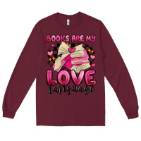 Burgundy books are my love language Long Sleeve Tee - MaliasSmallBusiness
