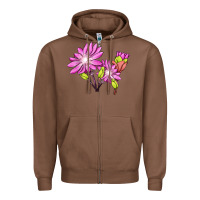 Chestnut Bitterroot Flower Illustrations Zipper Hoodie - LillyAllenDesigns
