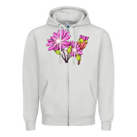 Dove Grey Bitterroot Flower Illustrations Zipper Hoodie - LillyAllenDesigns