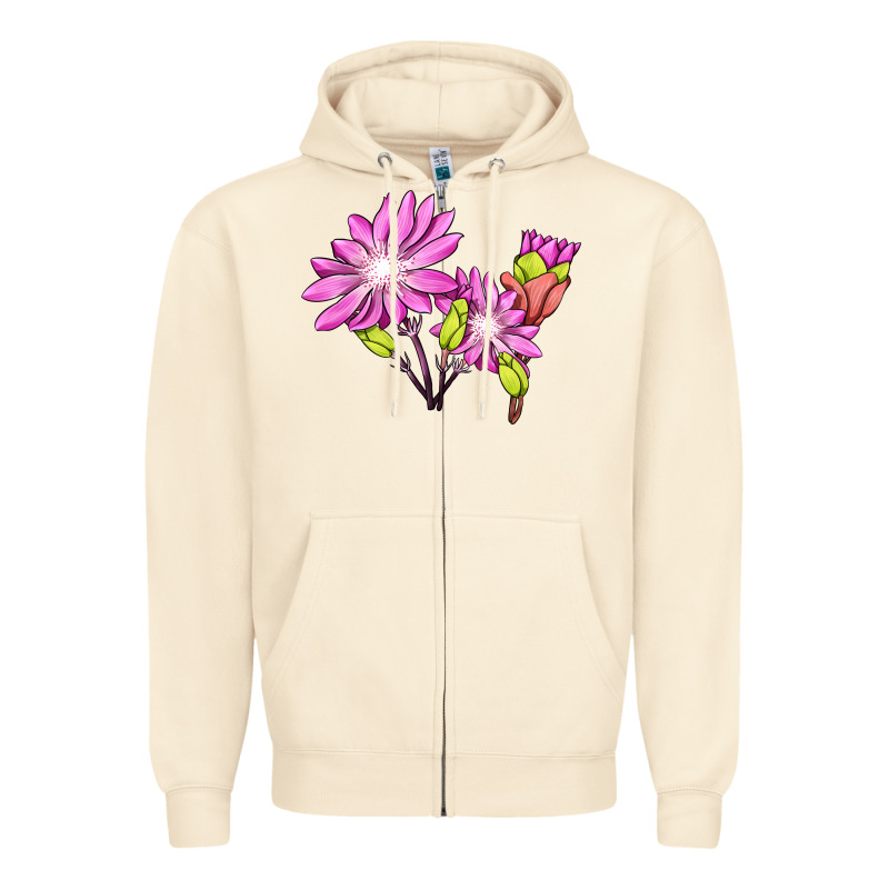 Bitterroot Flower Illustrations Zipper Hoodie by LillyAllenDesigns | Teevron