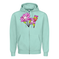 Seafoam Bitterroot Flower Illustrations Zipper Hoodie - LillyAllenDesigns