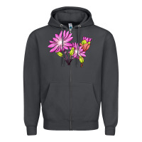 Smoke Bitterroot Flower Illustrations Zipper Hoodie - LillyAllenDesigns