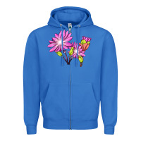 True Royal Bitterroot Flower Illustrations Zipper Hoodie - LillyAllenDesigns