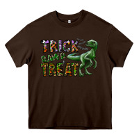 Chocolate Brown Trick RAWR Treat Heavy Core Tee - CowhideDigitalArt